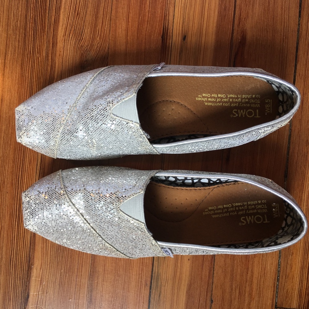 Toms glitter classic slip on shoes